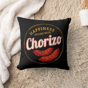 Chorizo Retro Wurst Vintage BBQ Gourmet Barbecue Kissen