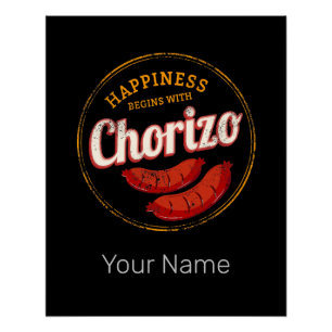 Chorizo Retro Wurst Vintage BBQ Gourmet Barbecue Poster