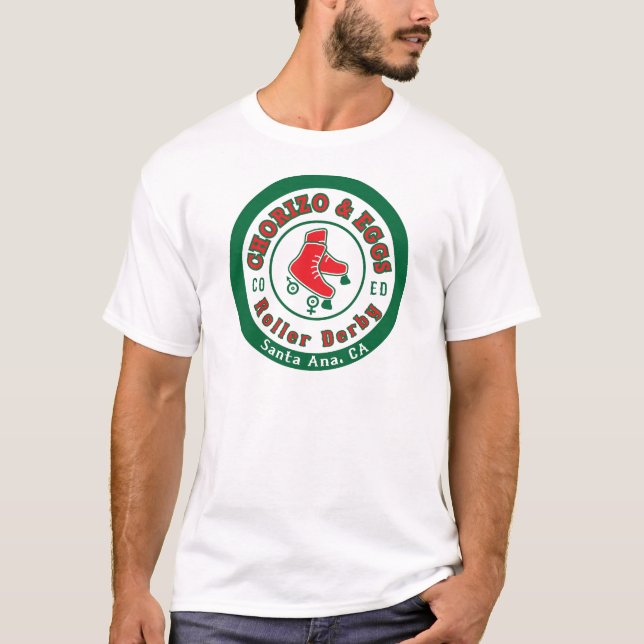 Chorizo u. Ei-Koedukationsrolle Derby auf Weiß T-Shirt (Vorderseite)