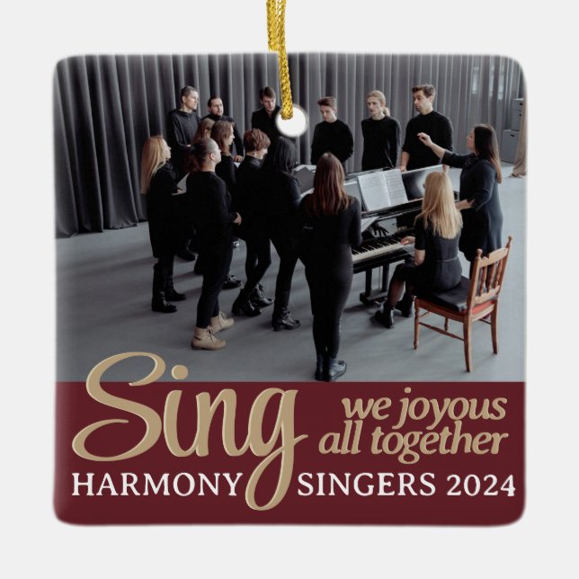 Chorus Chor Frohe Weihnachts-Sängermusik Foto Keramikornament (Vorderseite)