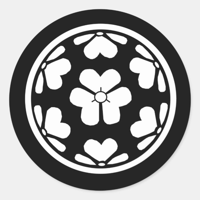Chosokabe Mon Japanisch Samurai Clan Runder Aufkleber (Vorderseite)
