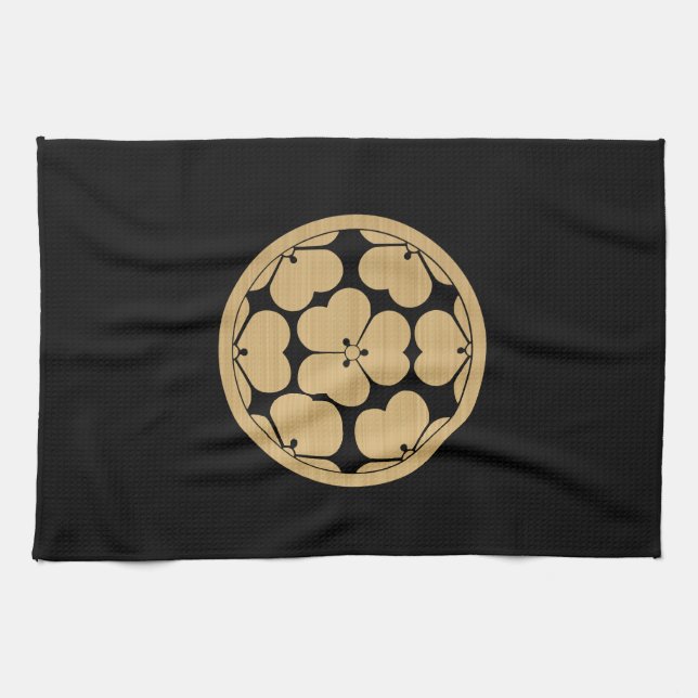 Chosokabe Mon Japanischer Samurai-Clan Geschirrtuch (Horizontal)