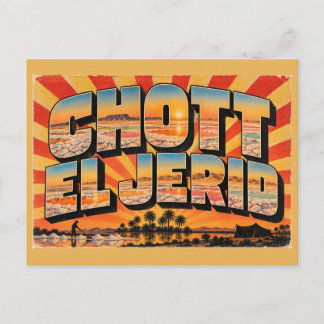 Chott El Jerid Salzsee Sahara Vintage Reise Kunst Postkarte