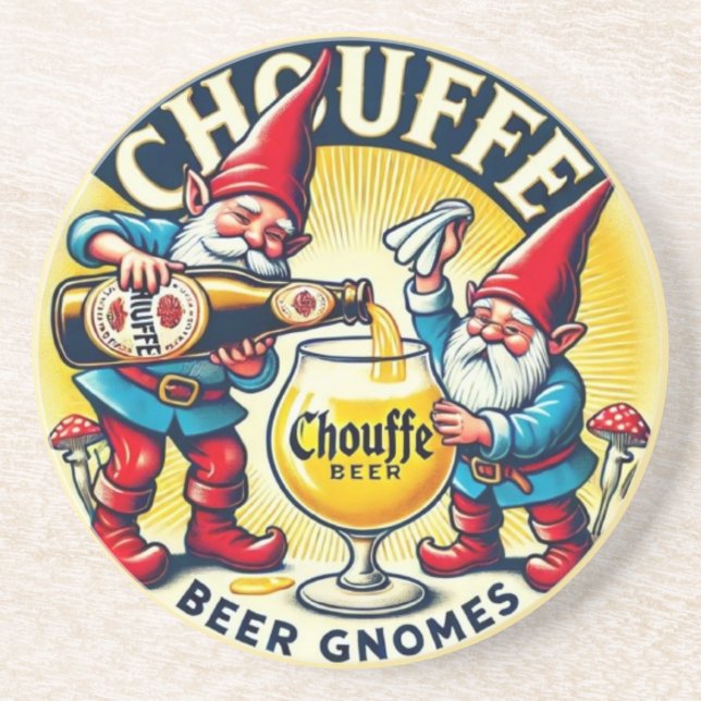 Chouffe Beer Gnomes Theme Design Getränkeuntersetzer (Vorne)