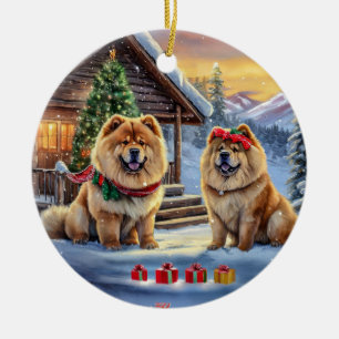 Chow 02 Holiday Design von Rich AMeN Gill Keramik Ornament
