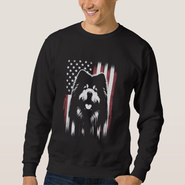 Chow Chow American Flag - Patriotic USA Dog Lover Sweatshirt (Vorderseite)