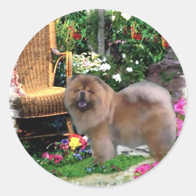 Chow Chow Art Geschenke Runder Aufkleber (Vorderseite)