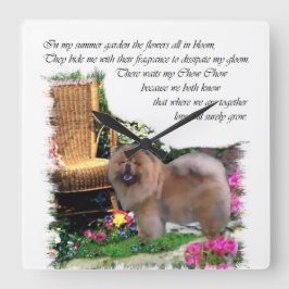 Chow Chow Art Summer Garden Quadratische Wanduhr