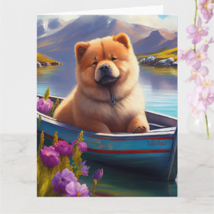 Chow Chow auf einem Paddel: Ein landschaftliches A Karte