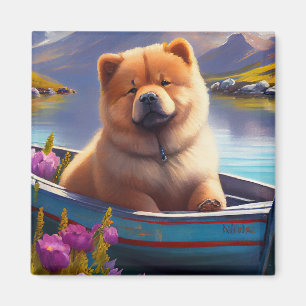 Chow Chow auf einem Paddel: Ein landschaftliches A Magnet
