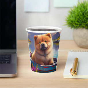 Chow Chow auf einem Paddel: Ein landschaftliches A Pappbecher