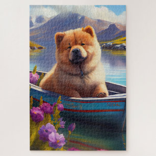 Chow Chow auf einem Paddel: Ein landschaftliches A Puzzle