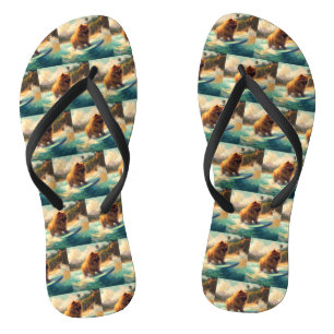 Chow Chow Beach Surfen Malerei Flip Flops