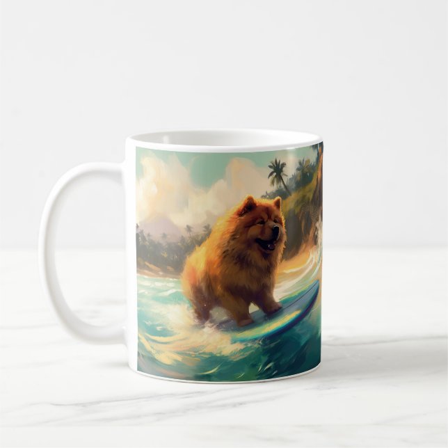 Chow Chow Beach Surfen Malerei Kaffeetasse (Links)