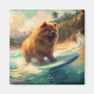 Chow Chow Beach Surfen Malerei Magnet