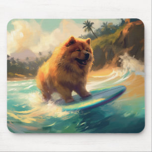 Chow Chow Beach Surfen Malerei Mousepad