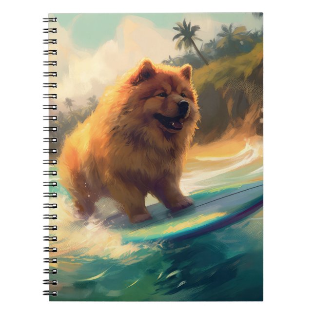 Chow Chow Beach Surfen Malerei Notizblock (Vorderseite)