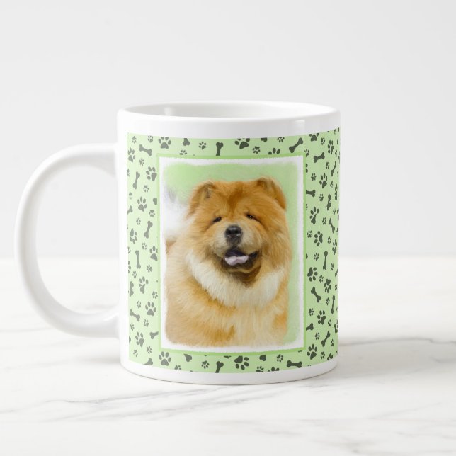 Chow Chow Cainting - Niedliche Original Hunde Art Jumbo-Tasse (Links)
