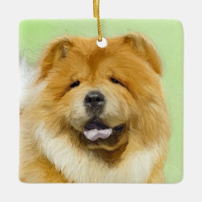Chow Chow Cainting - Niedliche Original Hunde Art Keramikornament (Vorderseite)