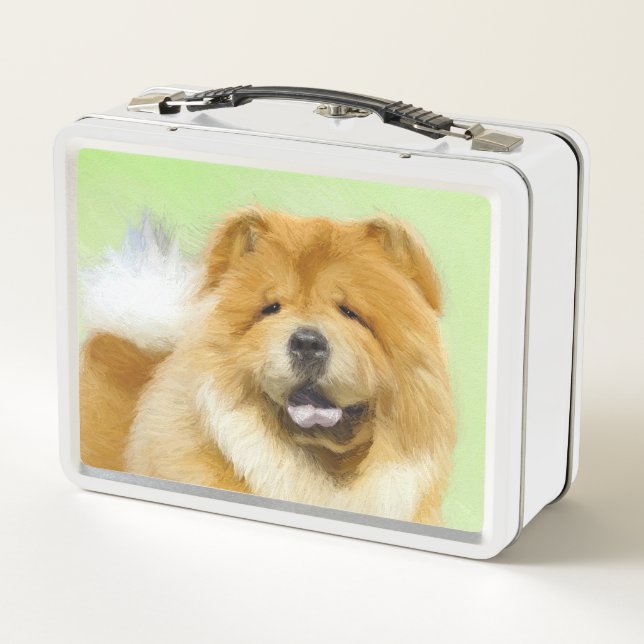 Chow Chow Cainting - Niedliche Original Hunde Art Metall Brotdose (Rückseite)