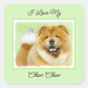 Chow Chow Cainting - Niedliche Original Hunde Art Quadratischer Aufkleber