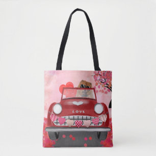 Chow Chow Chow Dog Driving Car mit Herz Valentin