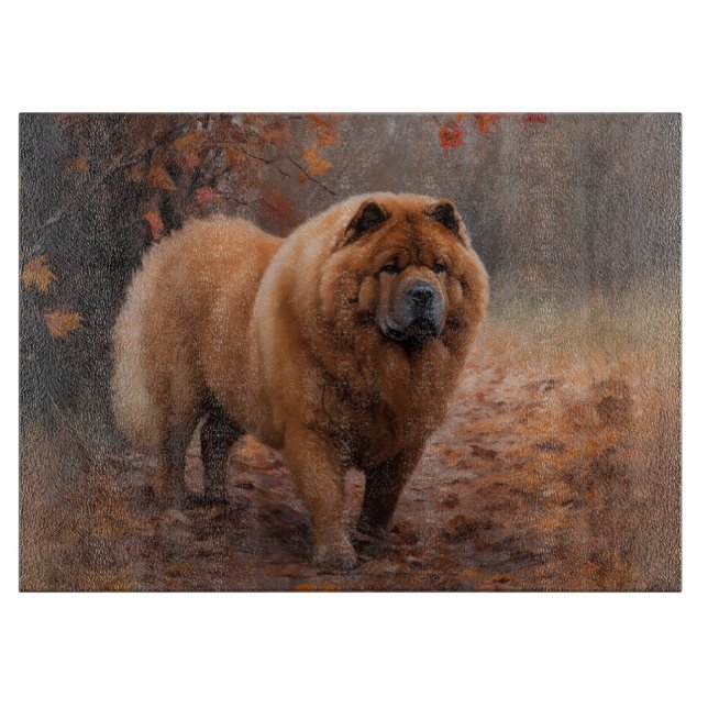 Chow Chow Chow im Herbst Leaves Inspiriert Schneidebrett (Vorderseite)