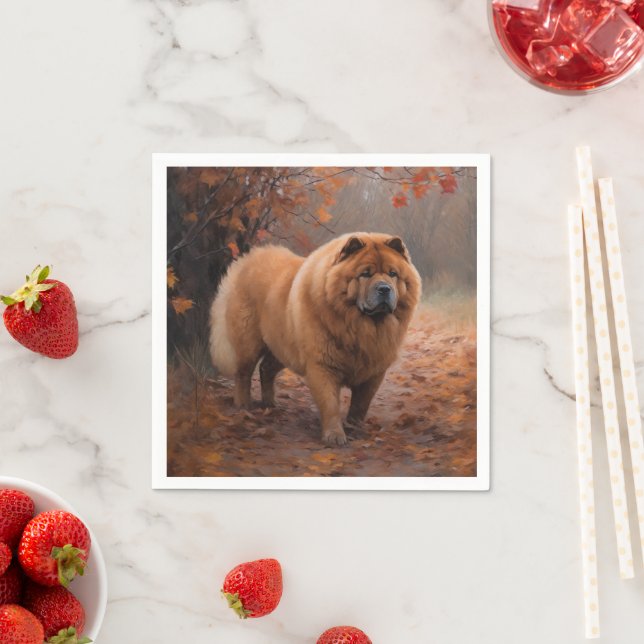 Chow Chow Chow im Herbst Leaves Inspiriert Serviette (Beispiel)