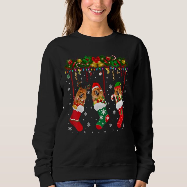 Chow Chow Chow in Sock Xmas Rentier Santa Elf Hund Sweatshirt (Vorderseite)