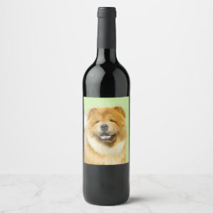 Chow Chow Chow Painting - Niedliche Original Hund Weinetikett