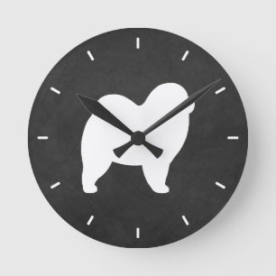 Chow Chow Chow-Silhouette Runde Wanduhr