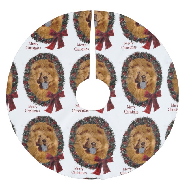 Chow Chow Chow WeihnachtsWeihnachtsWeihnachtsfeier Polyester Weihnachtsbaumdecke (Vorderseite)