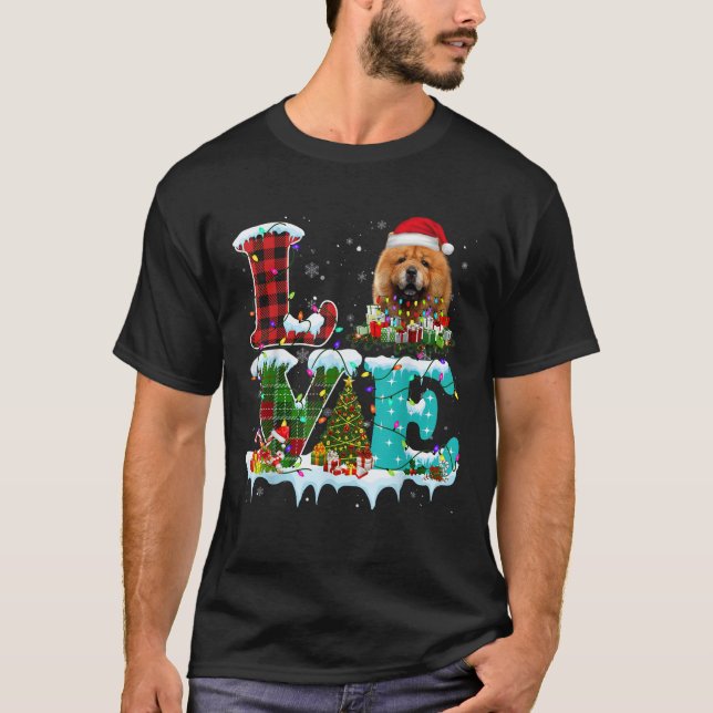 Chow Chow Christmas Tree Lights Santa Dog Xmas  T-Shirt (Vorderseite)