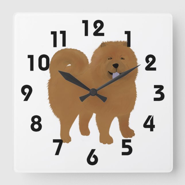 Chow Chow Clock Quadratische Wanduhr (Vorderseite)
