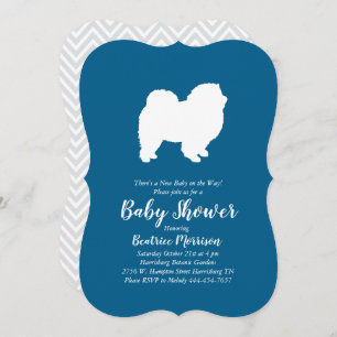 Chow Chow Dog Baby Shower Boy Blue Einladung