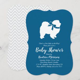 Chow Chow Dog Baby Shower Boy Blue Einladung