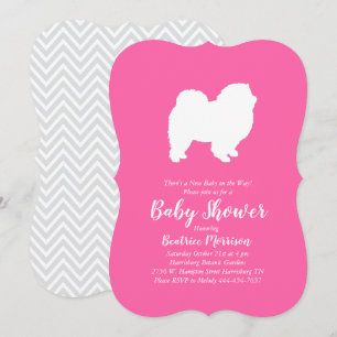 Chow Chow Dog Baby Shower Girl Pink Einladung