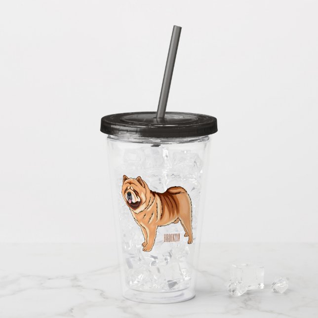 Chow Chow dog cartoon illustriert Acryltrinkbecher (Rückseite Ice)