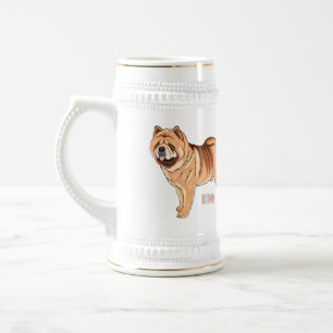 Chow Chow dog cartoon illustriert Bierglas
