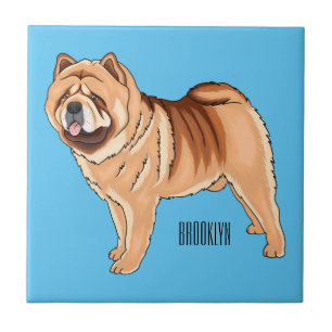 Chow Chow dog cartoon illustriert Fliese