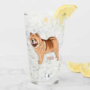 Chow Chow dog cartoon illustriert Glas