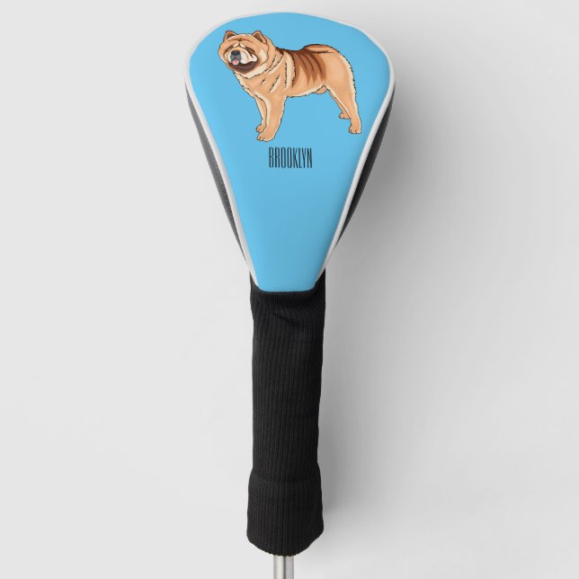 Chow Chow dog cartoon illustriert Golf Headcover (Vorderseite)