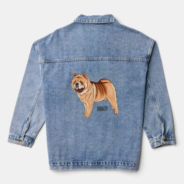 Chow Chow dog cartoon illustriert Jeansjacke (Rückseite)