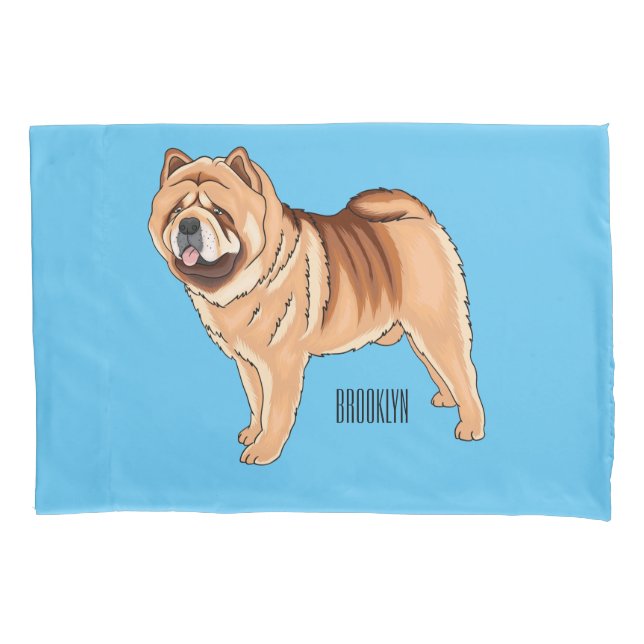 Chow Chow dog cartoon illustriert Kissenbezug (Vorderseite)