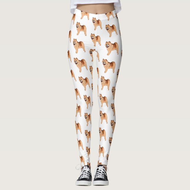 Chow Chow dog cartoon illustriert Leggings (Vorderseite)