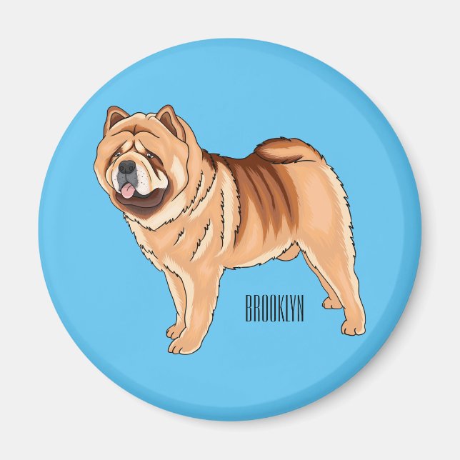 Chow Chow dog cartoon illustriert Magnet (Vorne)