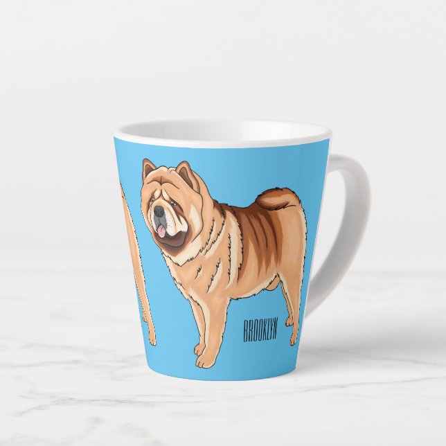 Chow Chow dog cartoon illustriert Milchtasse (Rechte Ecke)