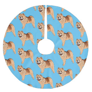 Chow Chow dog cartoon illustriert Polyester Weihnachtsbaumdecke