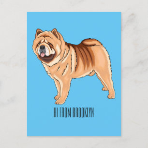 Chow Chow dog cartoon illustriert Postkarte