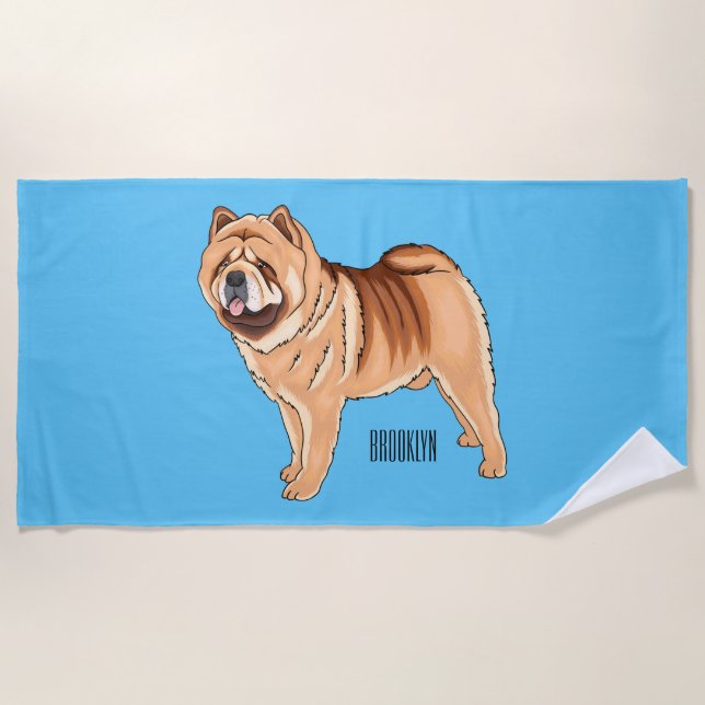 Chow Chow dog cartoon illustriert Strandtuch (Vorderseite)
